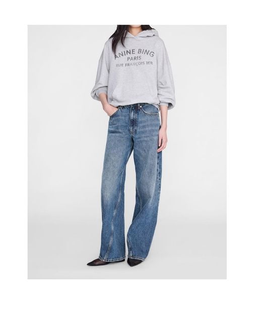Anine Bing Gray Harvey Sweatshirt Paris Stencil