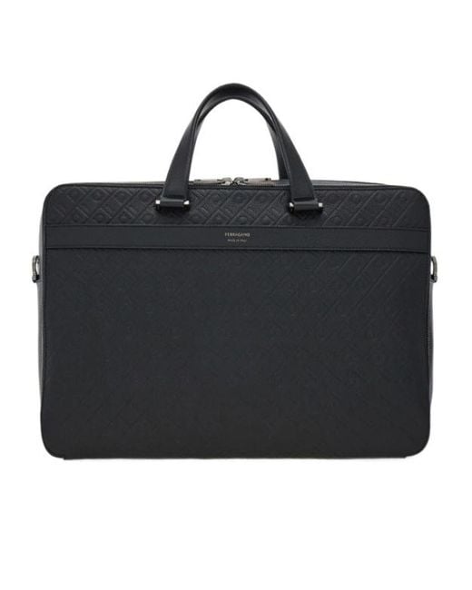 Ferragamo Black Ferragamo Monogram Briefcase for men