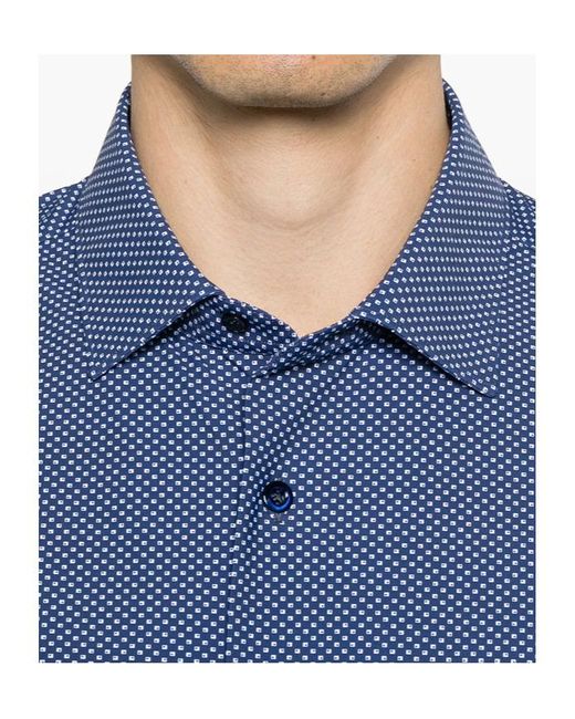Mazzarelli Blue Lapel Long Sleeve Shirt for men