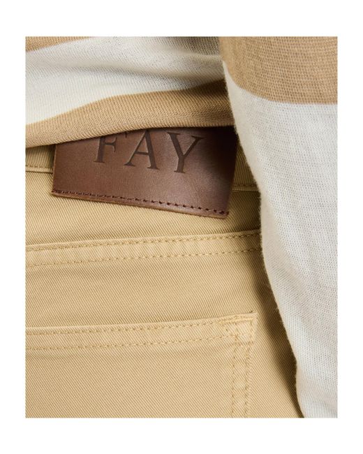 Fay Natural Logo Patch 5-Pocket Trousers