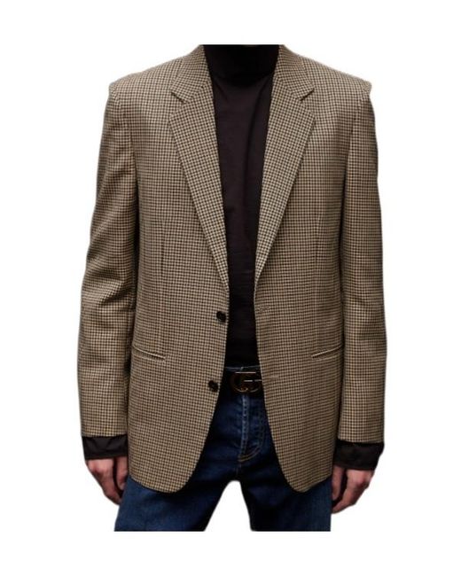 Gucci Brown Checked Single-Breasted Blazer for men