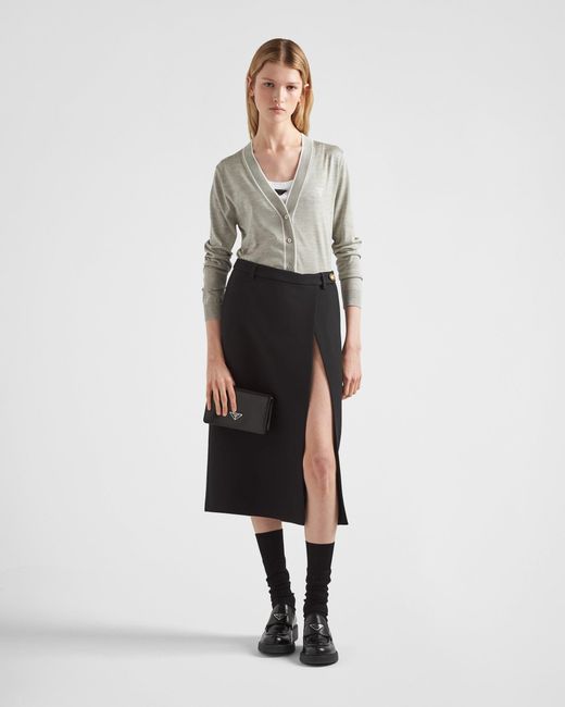 Prada Black Tricotine Midi Skirt