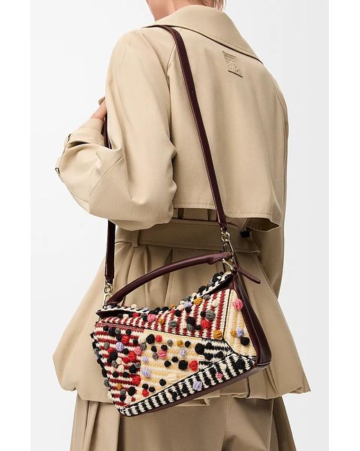 Loewe Pink Small Embroidered Fabric Puzzle Bag