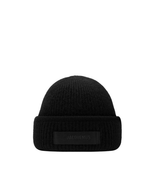 Jacquemus Black The Gros Grain Logo Patch Beanie for men