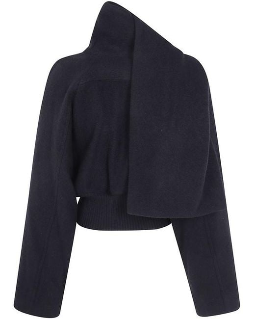Rick Owens Blue Asymmetric-Zip Jacket