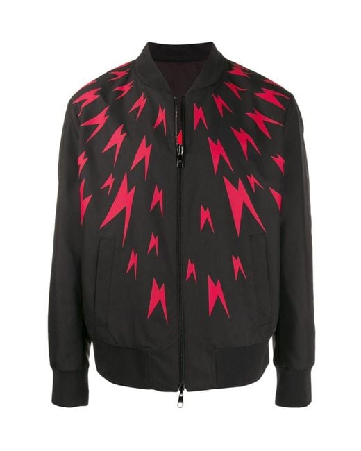 Neil Barrett Multicolor Lightning Printed Baseball Jacket for men