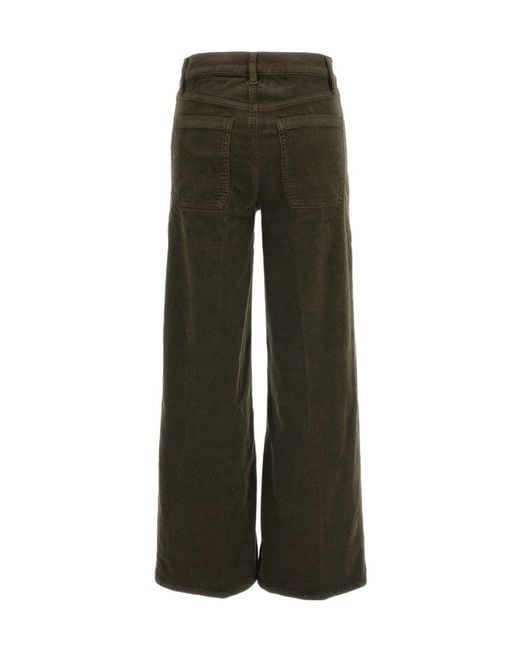 FRAME Green Flared-Leg Corduroy Trousers