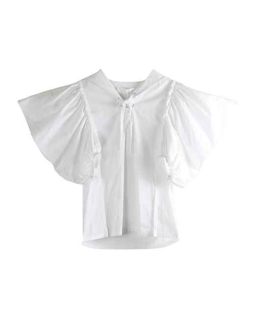 Comme des Garçons White Comme Des Garçons Tao Ruffled Sailor Collar Blouse