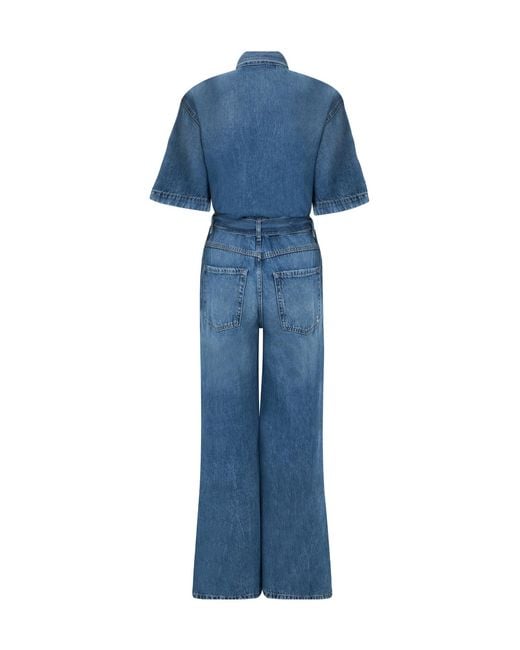 ICON DENIM Blue Belted Wide-Leg Jumpsuit