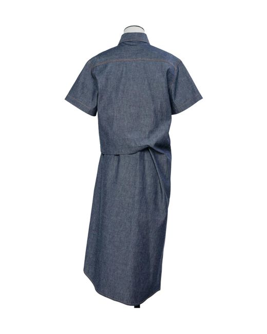 Sacai Blue Short-Sleeved Dress