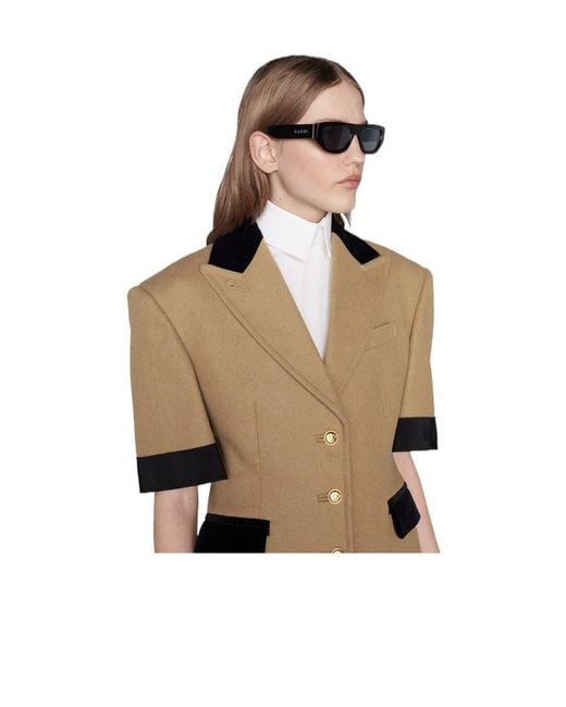 Gucci Black Rectangular-Frame Sunglasses