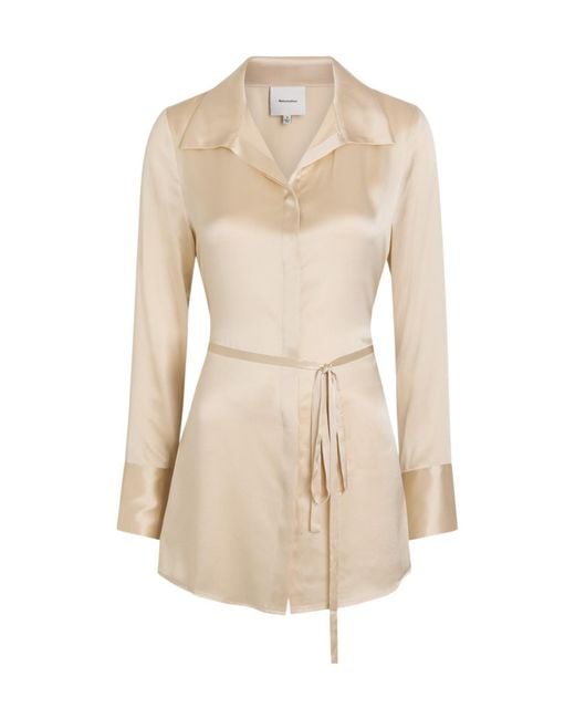 Reformation Natural Camilla Waist-Tie Silk Shirt