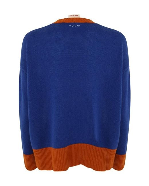 Marni Blue Round Neck Cashmere Sweater
