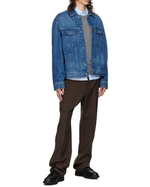 AMI Blue Logo Patch Denim Jacket for men
