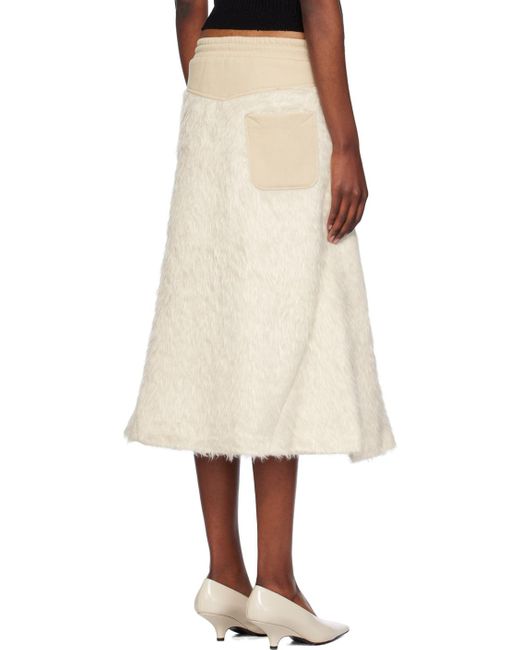 OPEN YY Natural Faux-Fur Midi Skirt