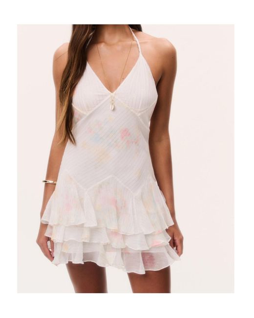 LoveShackFancy White Adrinette Silk Chiffon Mini Dress