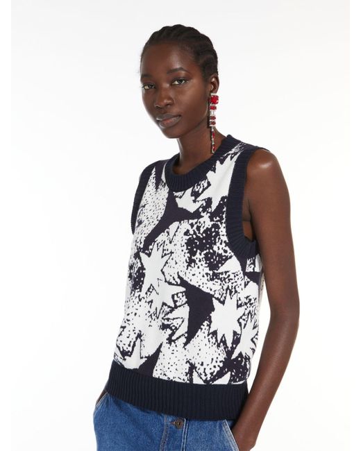 Weekend by Maxmara Black Jacquard Patterned Knitted Vest