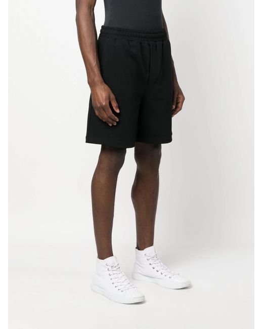Helmut Lang Black Logo Printed Straight Hem Shorts for men