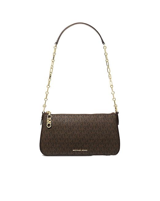 Michael Kors White Michael Empire Medium Signature Logo Chain-Link Pochette