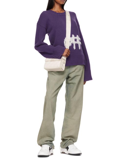 Off-White c/o Virgil Abloh Purple Logo Intarsia Jumper