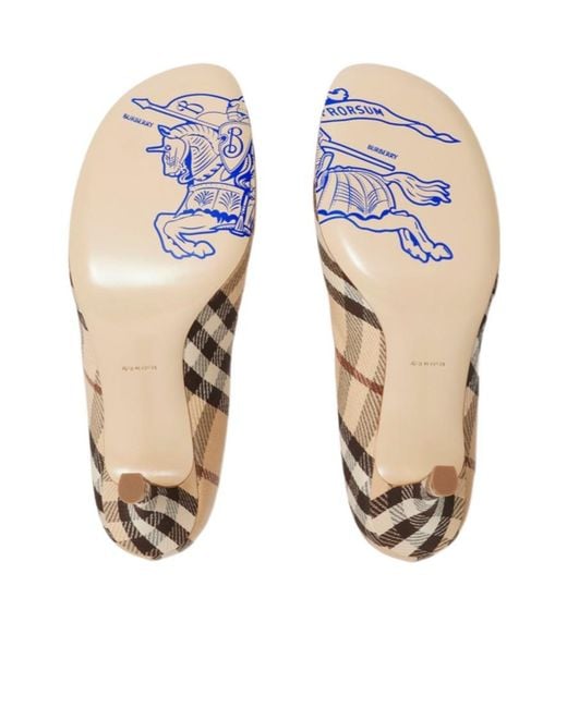 Burberry Natural Vintage Check Square-Toe Baby Pumps
