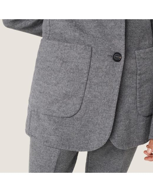 Miu Miu Gray Single-Breasted Double-Layer Wool Coat