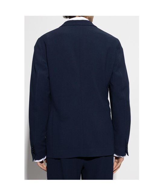 Giorgio Armani Blue Single-Breasted Knitted Jacket for men