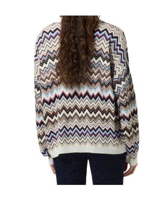 Missoni White Zigzag-Knit V-Neck Cardigan