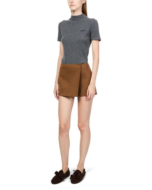Miu Miu Brown Double-Faced Cashmere Midi Skirt