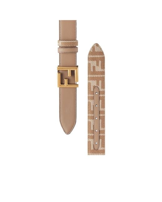 Fendi White Ff Jacquard Buckle Reversible Belt