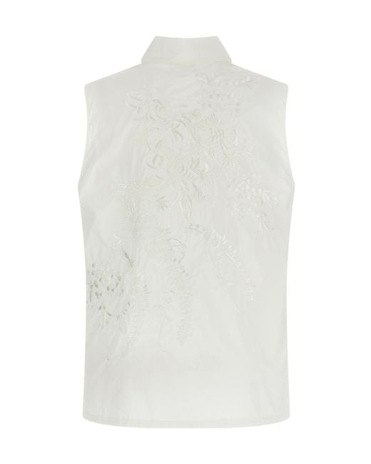 P.A.R.O.S.H. White Embroidered Sleeveless Shirt