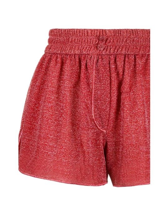 Oseree Red Oséree Lumière Lurex High Waist Shorts