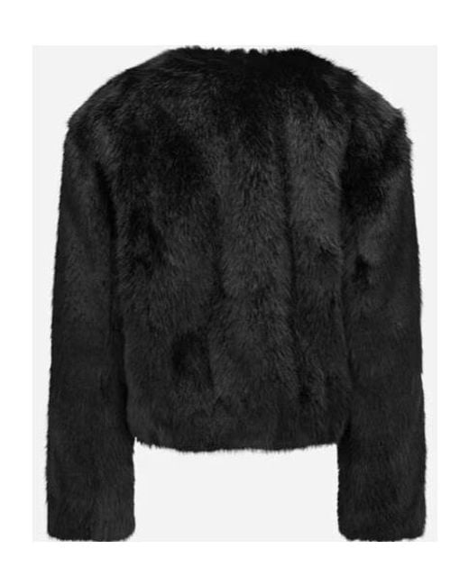 Stand Studio Black Zip-Up Faux Fur Jacket