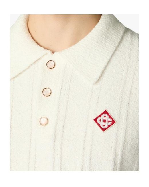 Casablanca White Textured Polo Knitted Sweater for men
