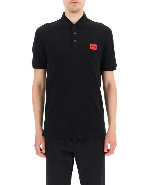Boss Black Hugo Logo Patch Slim-Fit Polo Shirt for men