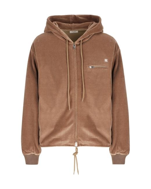 Céline Brown Long-Sleeved Hooded Casual Jacket