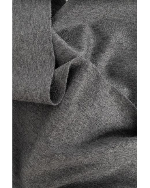 Max Mara Gray Logo-Embroidered Fringed Scarf