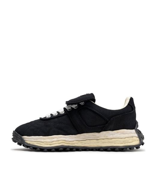 Maison Mihara Yasuhiro Black Logo-Patch Lace-Up Sneakers for men