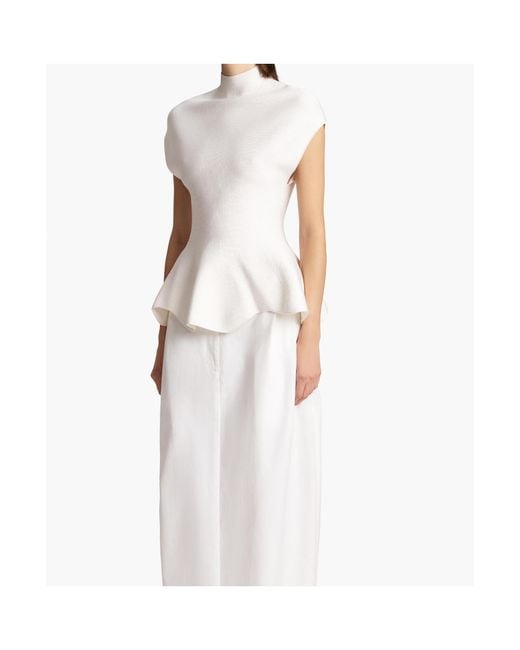 Khaite White Andra Knitted Top