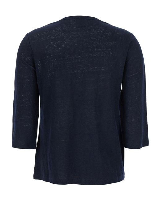 Allude Blue Boat Neck Long Sleeve Sweater