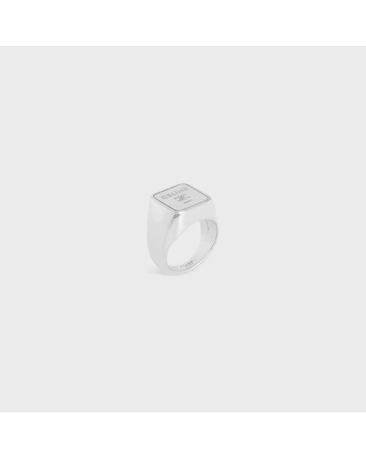 Céline White Triomphe Square Signet Ring for men