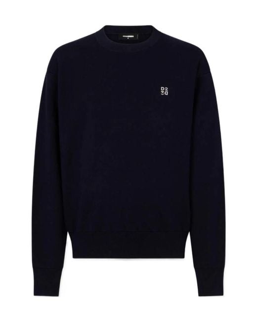 DSquared² Blue Pullover Metal D2 Upside Down for men