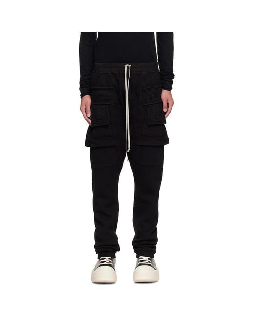 Rick Owens Black Drawstring Casual Pants for men