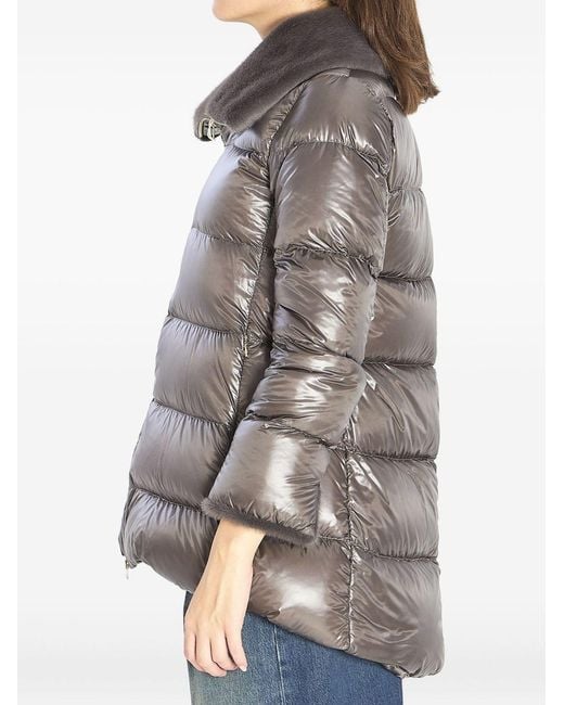 Herno Brown Zippered Quilted Down Jacket