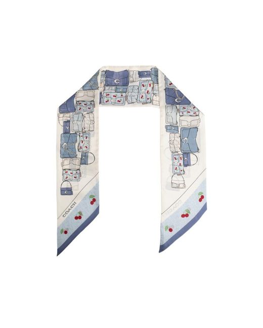 COACH Blue Printed Skinny Scarf