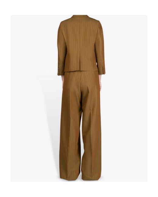 Dries Van Noten Brown Peaches Belted Wide-Leg Pants