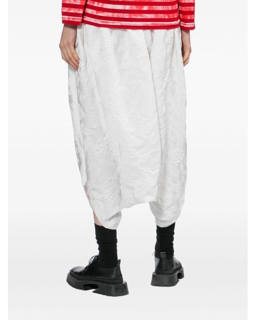 Comme des Garçons White Floral-Embroidered Cropped Trousers
