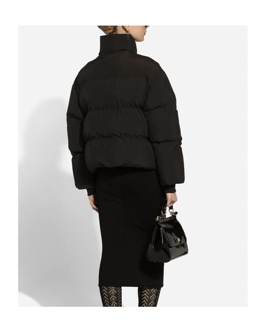 Dolce & Gabbana Black Short Nylon Down Jacket With Branded Tag