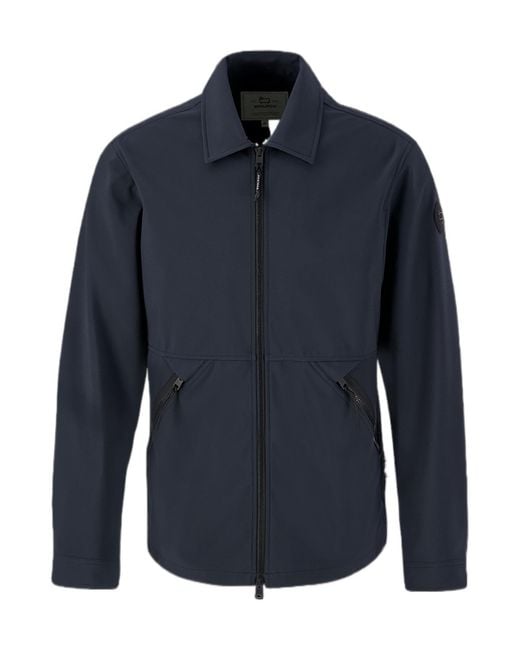 Woolrich Blue Zip-Up Long-Sleeved Jacket for men