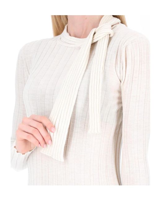 Philosophy Di Lorenzo Serafini White Roll Neck Crochet Jumper